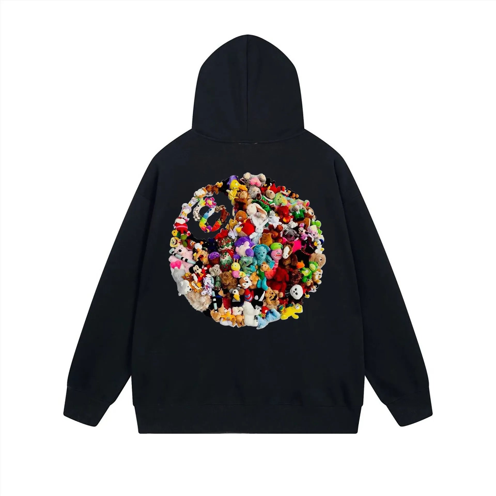 Zip-Up Hooded Sweatshirt with Letter and Dice Print photo 8