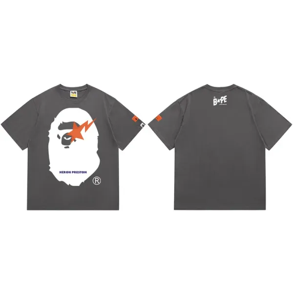 A Bathing Ape x Heron Preston Graphic T-Shirt Charcoal Gray T-Shirt - 1