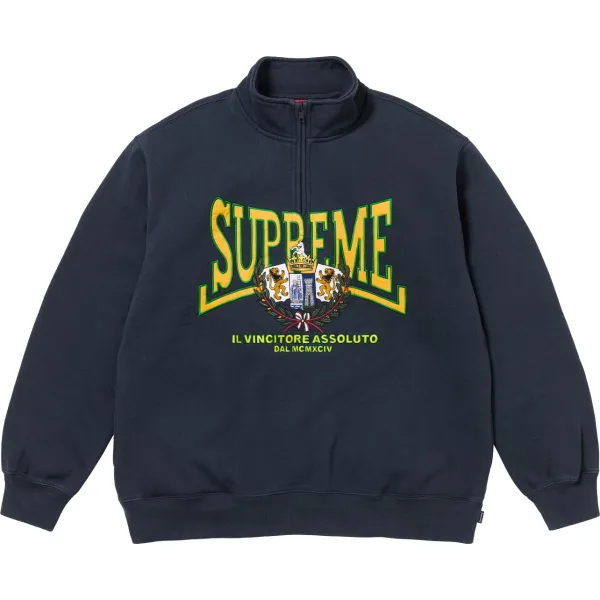 Supreme Crest Half-Zip Sweatshirt Navy - 1