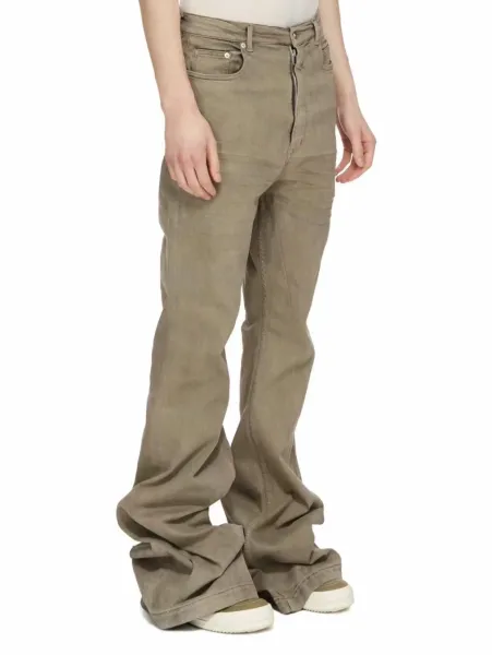 Off-White Flared Jeans Olive Green with Black Stripe - 4