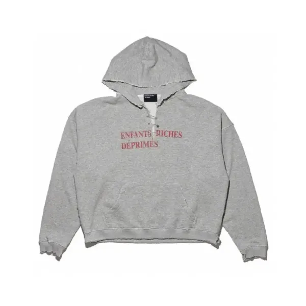 Enfants Riches Déprimés Lace-Up Hoodie Gray - 1