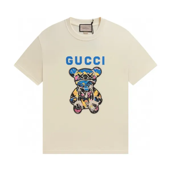 Gucci Bear Graffiti Print Beige T-Shirt - 1