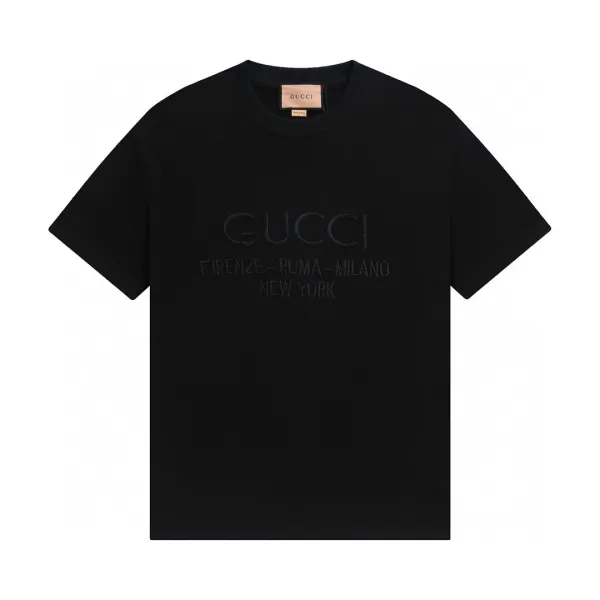 Gucci City Logo Embossed Black T-Shirt - 1