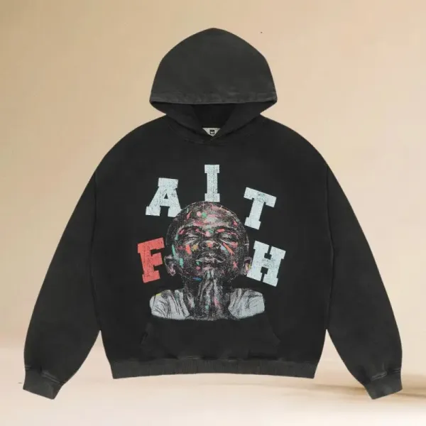 Faith Connexion Faith Graphic Distressed Black Hoodie - 1