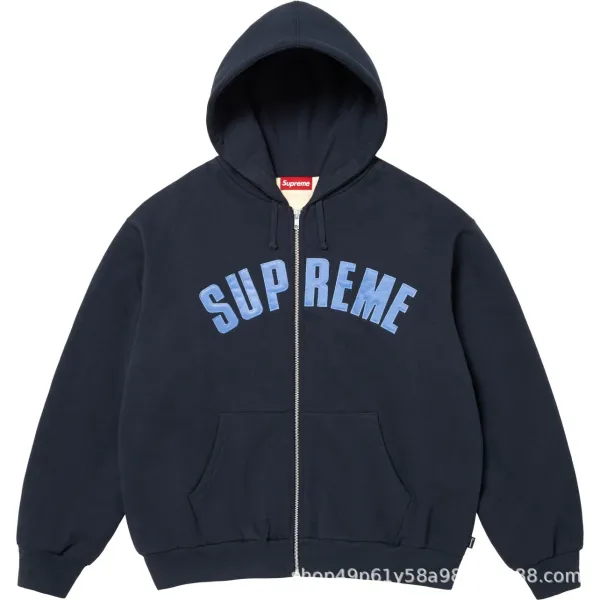 Supreme Arch Logo Zip-Up Hoodie Navy - 1