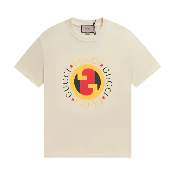 Gucci Interlocking G Circle Logo Beige T-Shirt - 1