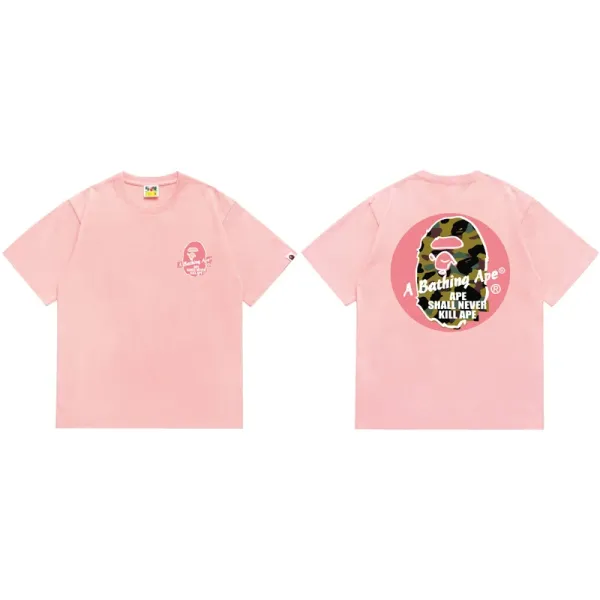 A Bathing Ape Camo Ape Head Pink T-Shirt - 1