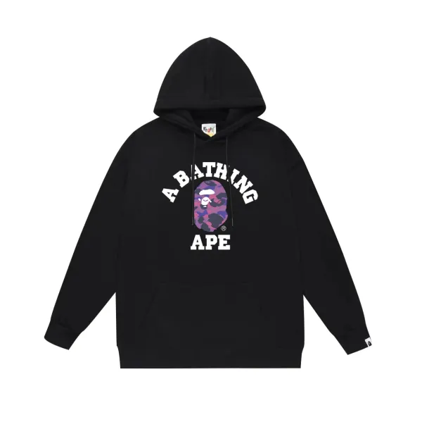 A Bathing Ape Arch Logo Camo Hoodie Black - 1