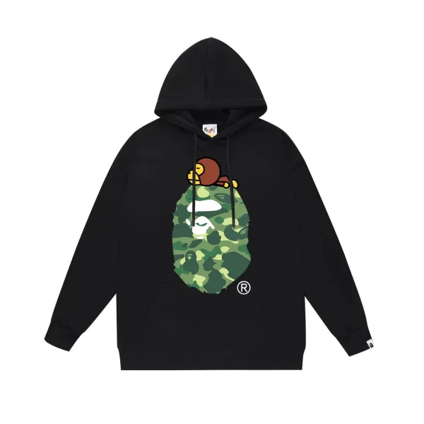 A Bathing Ape Camo Ape Head Hoodie Black - 1