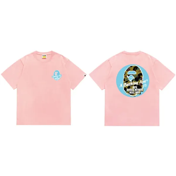 A Bathing Ape Camo Ape Head Pink T-Shirt - 1
