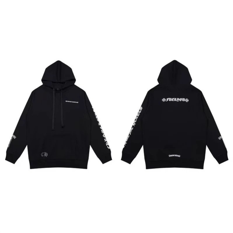 Chrome Hearts Hoodie Black Embroidered Logo Zip-Up Hoodie - 4