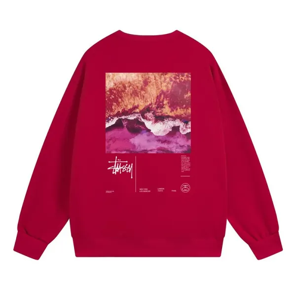 Stüssy Ocean Wave Graphic Hoodie Red - 1
