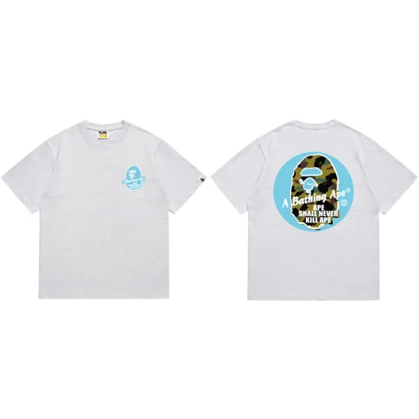 A Bathing Ape Camo Ape Head Graphic T-Shirt Gray - 1