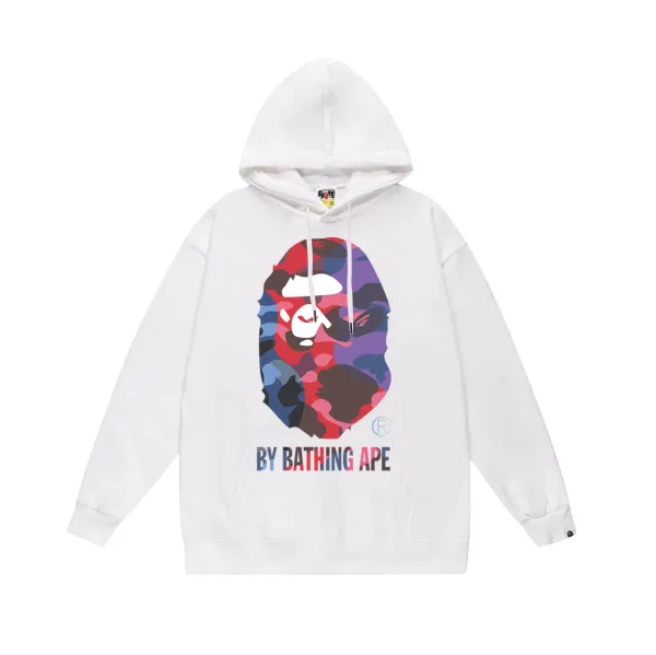 A Bathing Ape Camo Ape Head Hoodie White - 1