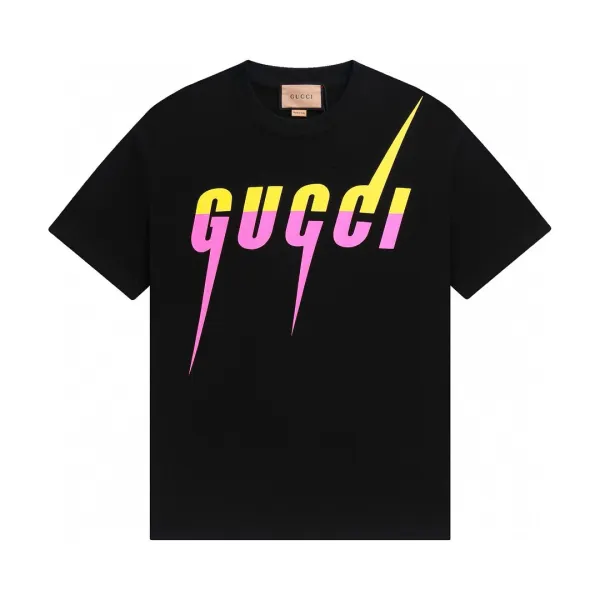 Gucci Lightning Logo Print Black T-Shirt - 1