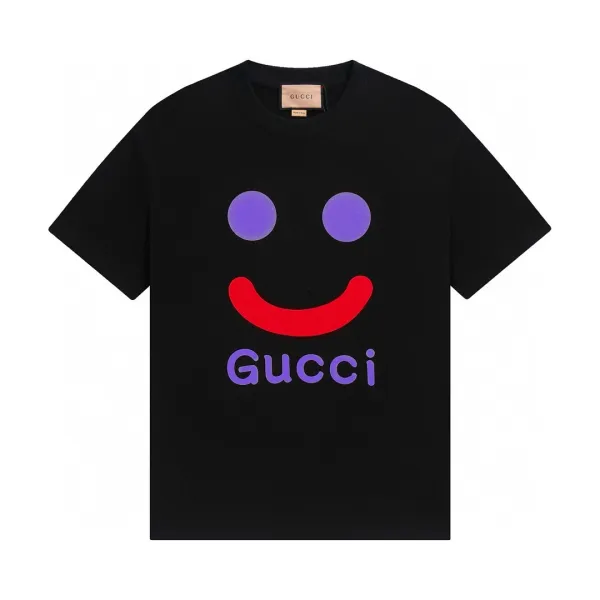 Gucci Smiley Face Print Black T-Shirt - 1