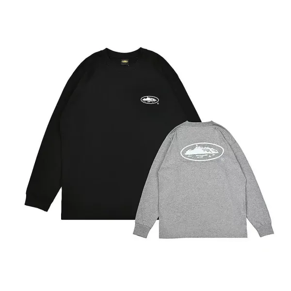 A Bathing Ape Island Logo Long Sleeve T-Shirt Black and Gray - 1