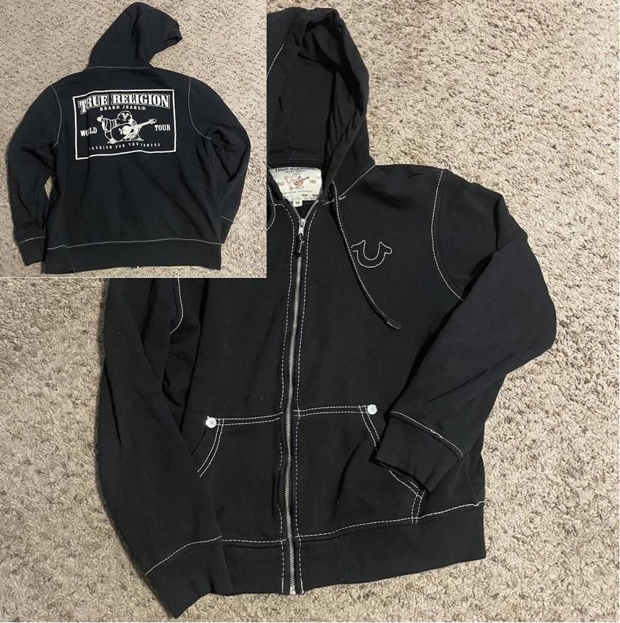 True Religion Black Zip-Up Hoodie