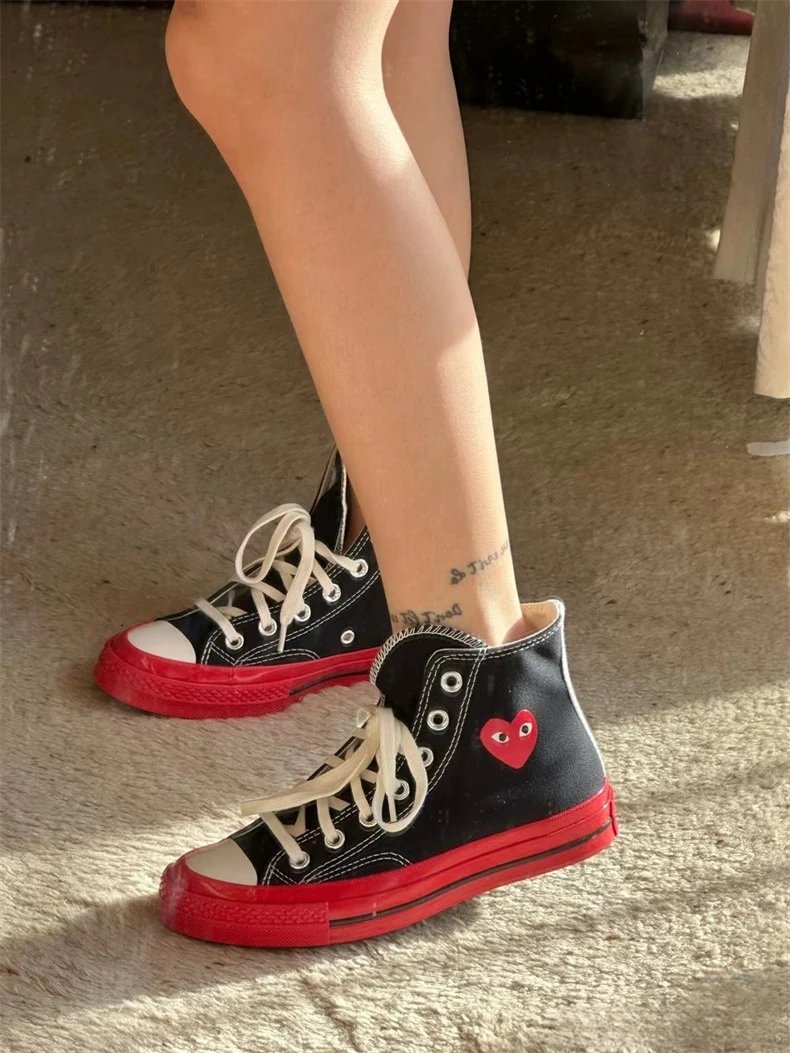 Comme des Garçons Play x Converse Chuck Taylor All Star High Black Red Heart Sneakers - 16