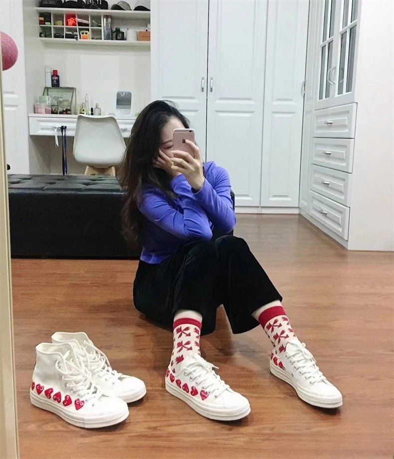 Comme des Garçons Play x Converse Chuck Taylor All Star High Black Red Heart Sneakers - 11