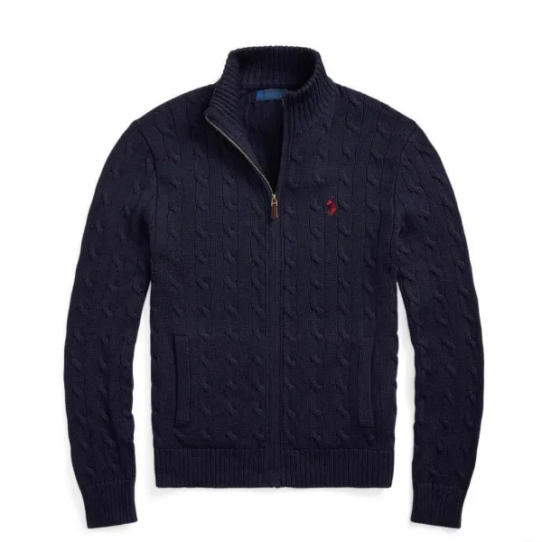 Polo Ralph Lauren Cable Knit Zip-Up Sweater Navy - 1
