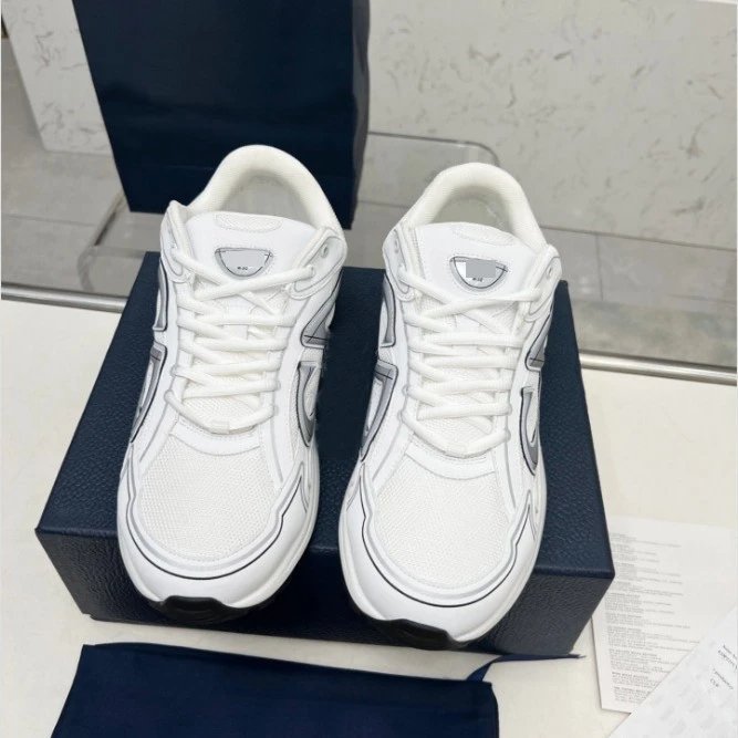 White Mesh Sneakers with Gray Logo Chunky Sole Casual