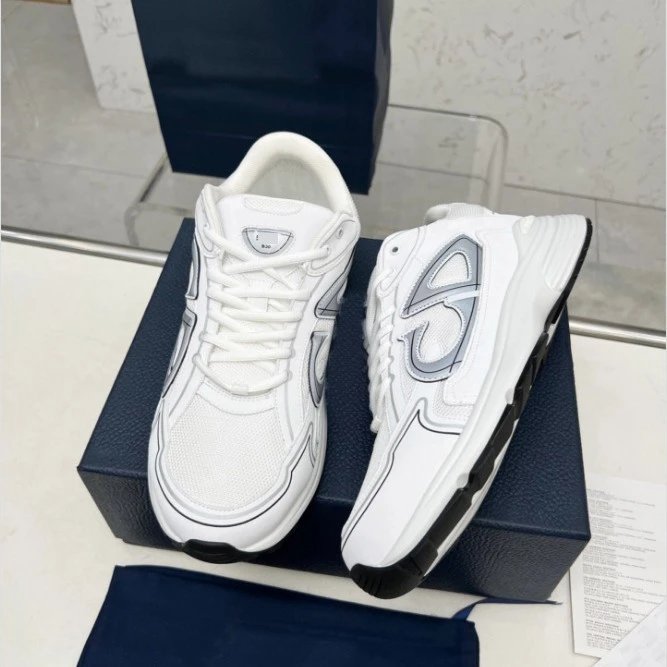 White Mesh Sneakers with Gray Logo Chunky Sole Casual