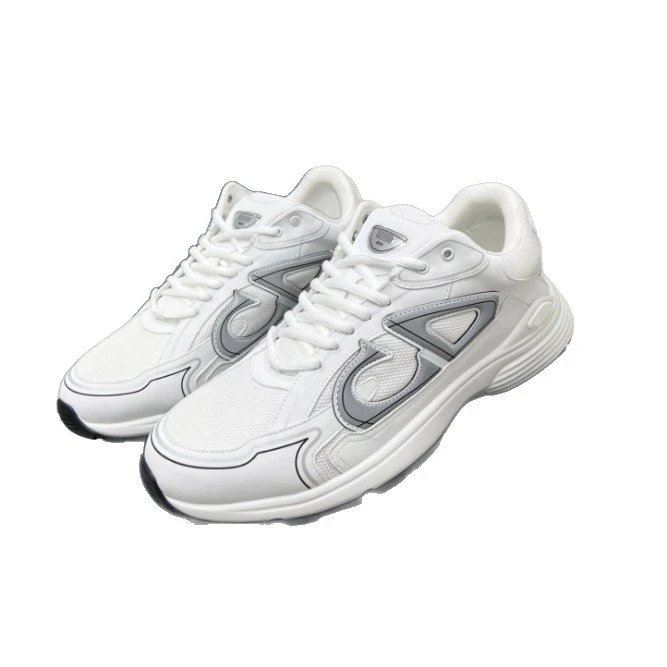 White Mesh Sneakers with Gray Logo Chunky Sole Casual