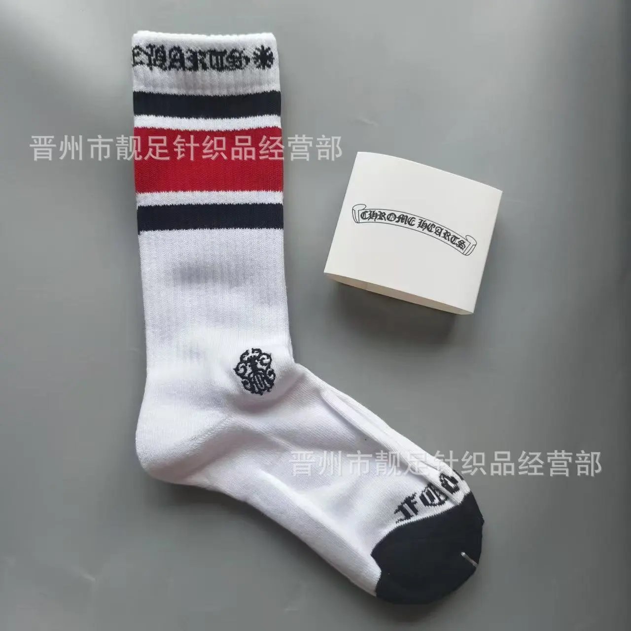 Chrome Hearts Socks Ribbed Crew with Lip Graphic — New Embroidery 9