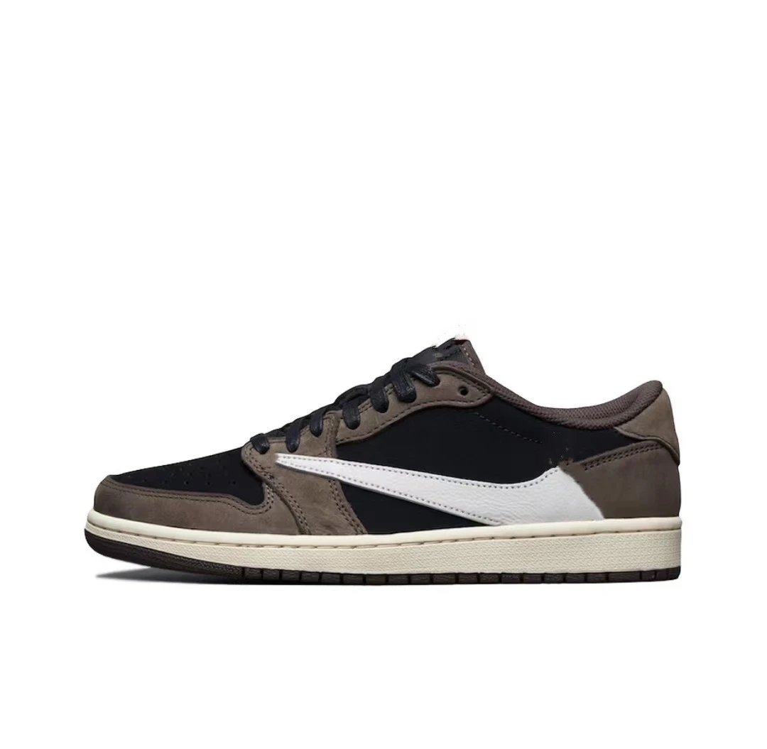 Travis Scott x Nike Air Jordan 1 Low OG 'Cactus Jack' Beige Pink Sneakers - 7