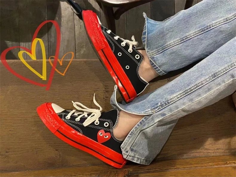 Comme des Garçons Play x Converse Chuck Taylor All Star High Black Red Heart Sneakers - 12