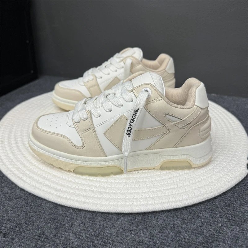 Off-White Diagonal Arrow Low Top Beige and White Chunky Sneakers - 1