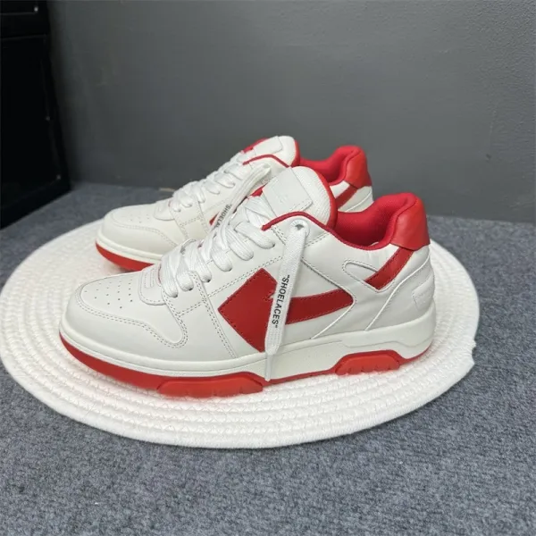 Off-White Diagonal Arrow Low Top White Red Sneakers - 1