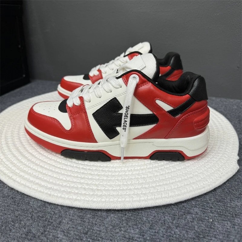 Off-White Diagonal Arrow Low Top Red White Black Sneakers - 1