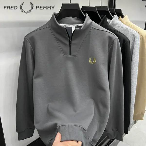 Fred Perry Half-Zip Sweatshirt Gray - 1