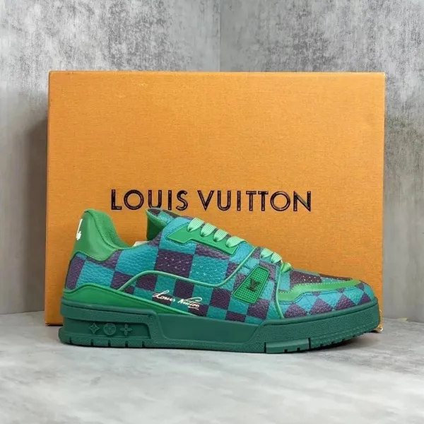 Louis Vuitton Trainer Blue Damier Check Sneakers - 10