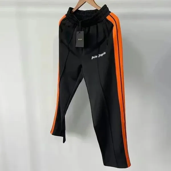 Palm Angels Track Pants Black Orange Stripe Sweatpants - 1