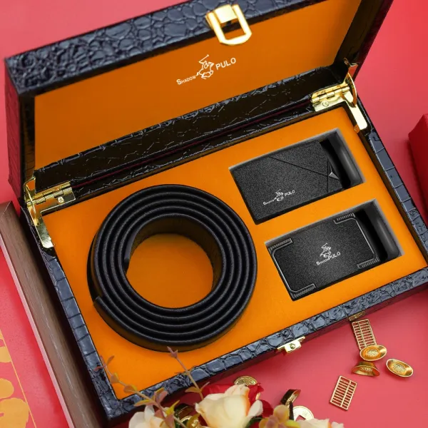 Shadow Pulo Leather Belt Set Black - 1