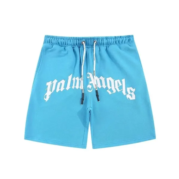 Palm Angels Logo Print Sweatshorts Blue - 1