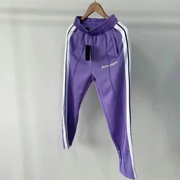 Palm Angels Track Pants Purple with White Stripes Sweatpants - 1