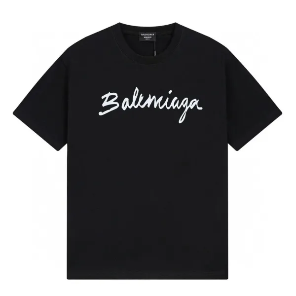 Balenciaga Signature Script Black T-Shirt - 1