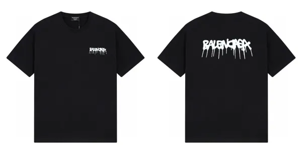 Balenciaga Dripping Logo Black T-Shirt - 1