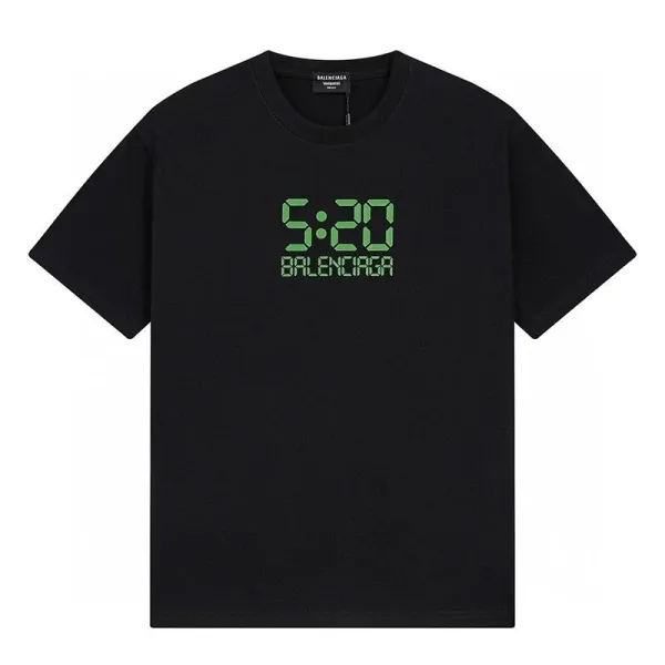Balenciaga Digital Clock Print Black T-Shirt - 1