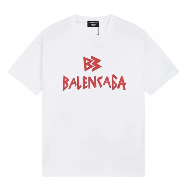 Balenciaga BB Logo Print White T-Shirt - 1