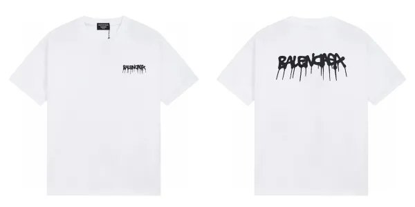 Balenciaga Dripping Logo White T-Shirt - 1