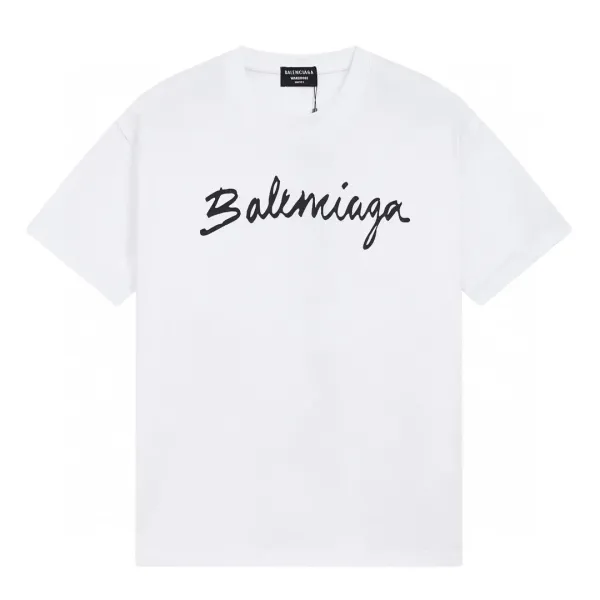 Balenciaga Signature Script White T-Shirt - 1