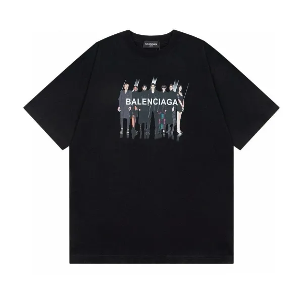 Balenciaga Group Photo Print Black T-Shirt - 1