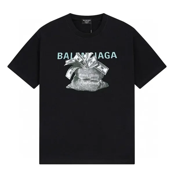 Balenciaga Money Bag Print Black T-Shirt - 1