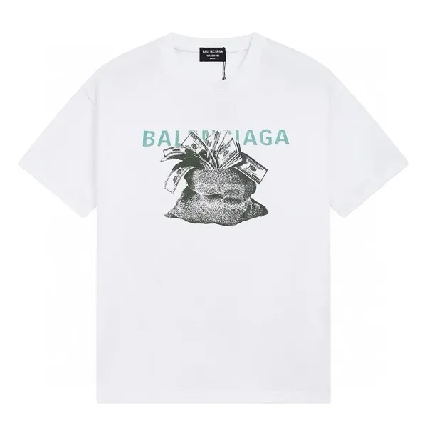 Balenciaga Money Bag Print White T-Shirt - 1