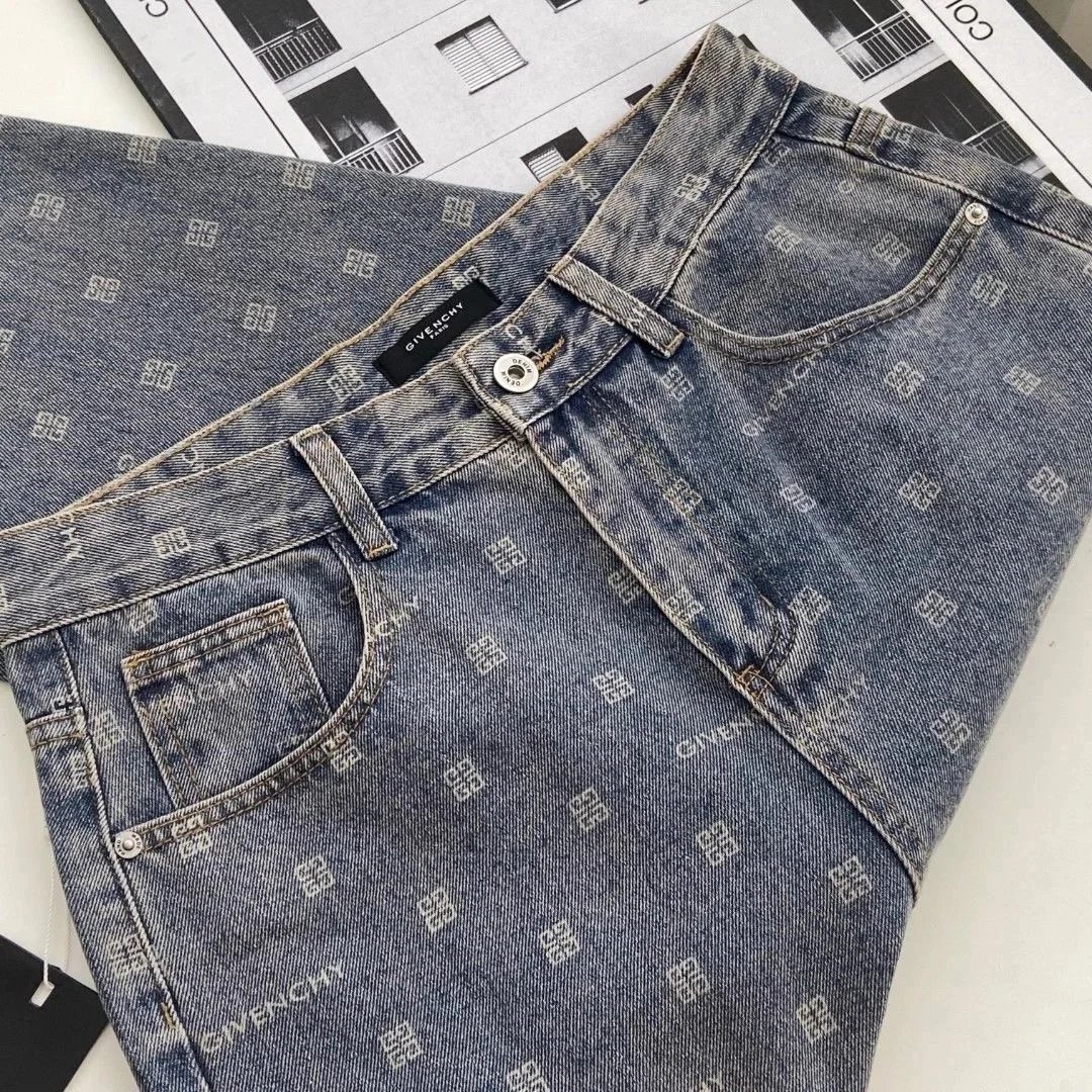 Off-White™ Custom Graffiti Print Distressed Slim Fit Jeans - 12